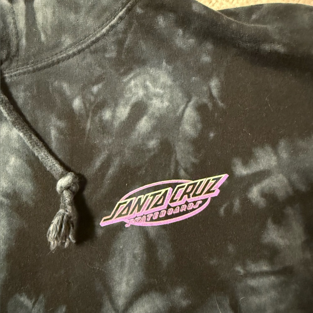Santa Cruz Broken Dot Tie Dye Hoodie Sweatshirt Skateboards Black Purple Skate - Picture 6 of 8